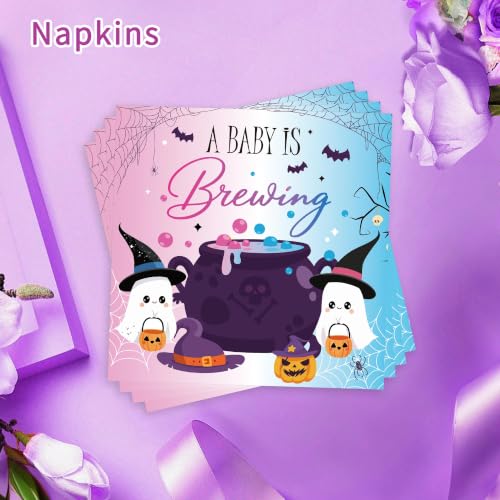 50 Pcs A Baby Is Brewing Gender Reveal Napkins (Ghost)