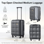 24 Inch Expandable Checked Luggage Hard Shell Suitcase (24 inch / Charcoal Grey)