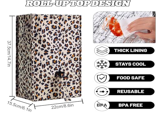 Insulated Foldable Lunch Bag (leopard print(Hard Fabric))