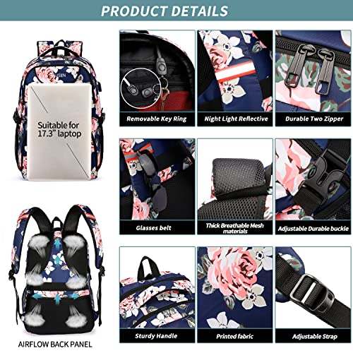 Lunch Cooler Backpack for Women (Blue Pink)