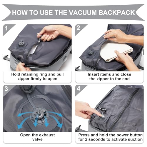 Vacuum Backpack Travel with Pump (A1-grey / 25 liters)