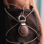 Genuine Leather AirTag Keychain Holder (Dark Brown)