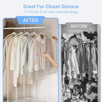 Garment Bags for Hanging Clothes 24" x 60" Coat Covers for Closet Foldable Washable Dress Bags for Hanging Clothes for Long Dress Dance Costumes Suits Gowns Coats (White / 24''X60'')