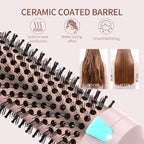 1 1 2" Ceramic Ionic Heated Round Brush for Blowout Look & Volume Curls (Pink / 1.5 Inch)