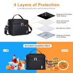 NOL Small Insulated Lunch Bags for Women Cooler Bag Lightweight Nylon Waterproof Lunch Box For Work (Black / Small (4 Liters))