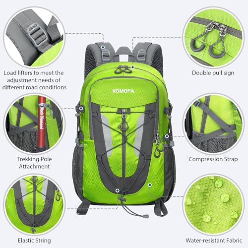 Hiking Backpack 30L Lightweight Travel Daypack Small Day Pack for Men Women Outdoor Camping Backpacking (Green)