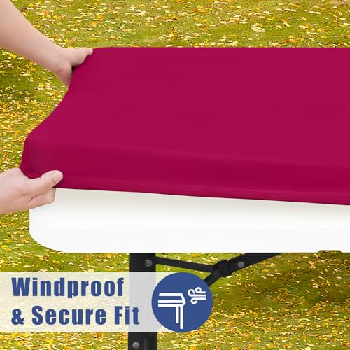 2 Pack Rectangle Spandex Fitted Table Cloth (Fuchsia / 48" x 24" (Rectangular))
