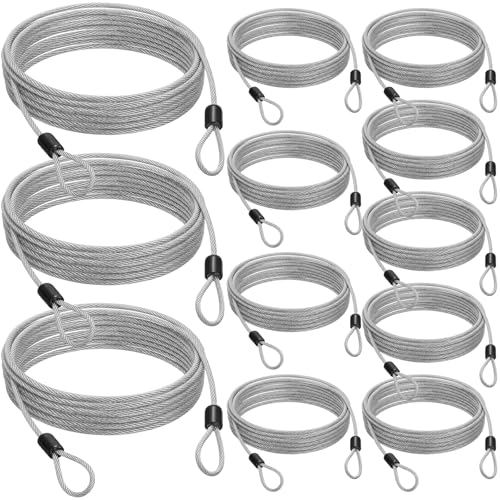 12pack Security Cable Lock 15ft 3mm Braided Steel Coated Luggage Lock (Clear / 15 Feet)