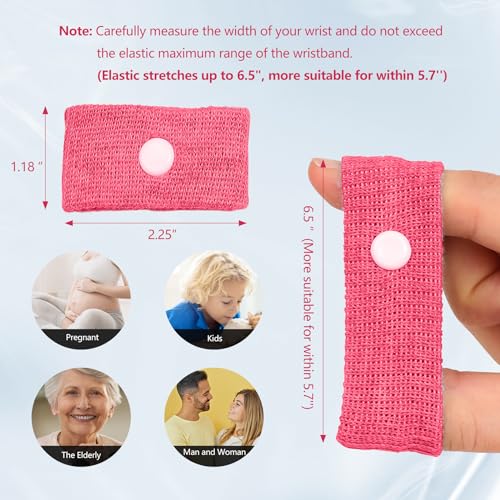 Motion Sickness Wristband (Large, 2 Pairs / Rose Red)