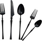 Gugrida 20 piece Black Flatware Set 304 Stainless Steel Fork Spoon Cutlery - Image 5