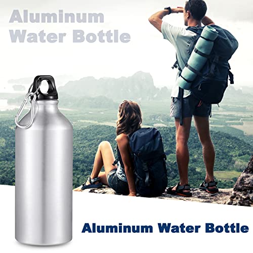 10 Pcs Aluminum Water Bottle 20 oz Reusable Bottles Lightweight Leak Proof Aluminum Sports Travel Bottles with Twist Cap Buckle for Gym (Silver)