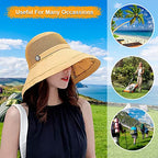 Women Summer Wide Brim Sun Hat Bucket Fishing Hats UV Protection (Medium / M9163-huang)