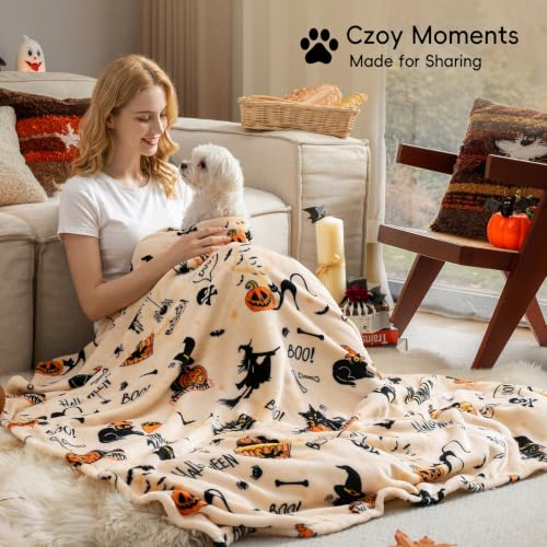 Halloween Fleece Throw Blanket (Halloween Pumpkin Cat / Throw(50" X 60"))