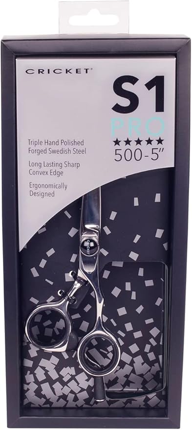Cricket S1 Pro Series 500 5 inch Haircut Shears, Stylist Barber Salon Tools, Hair Cutting Scissors Professional, Convex Edge, Swedish Steel Hair Scissors Professional for Women and Men