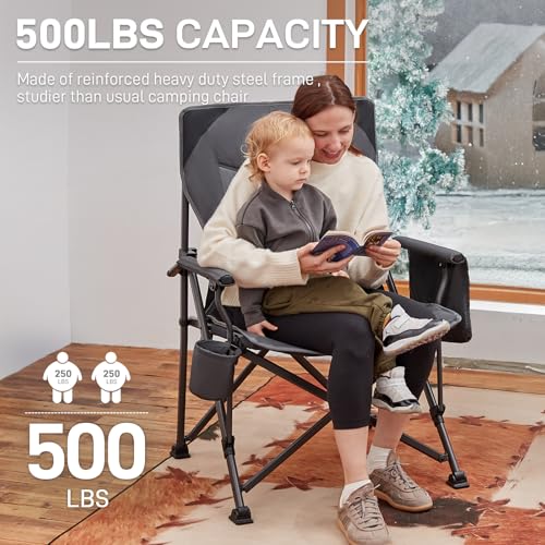 Oversized Folding Camping Chair for Adults (Grey-2pack)