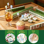 100 Pieces Mahjong Cocktail Picks Decorative Bamboo Cocktail Skewers 5.3 Inch Wooden Fruit Toothpicks for Game Night Appetizers Bar Drink Fruit Sandwich Buffets Party Supplies (Mahjong)