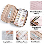 Travel Pill Organizer 2 Times a Day with Cute Fabric Pill Case (Piink / Small)