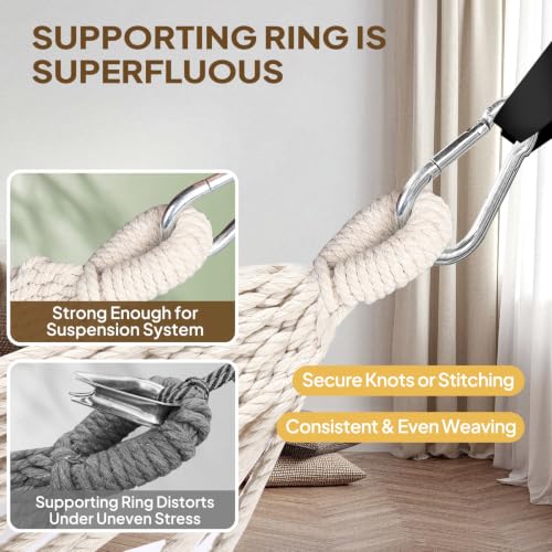 Cotton Camping Hammock Portable with Tree Straps Holds 660lbs (Rainbow)