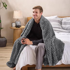 Fleece Blanket Luxury Microplush (Full/Queen / 32 - Waffle Grey)