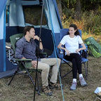 Oversized Folding High Back Portable Lawn Chairs for Adults Outdoor Camp Sports Hunting Fishing Backyard with Hard Armrest Cup Holder Carrying Strap (Blue / Mesh back)