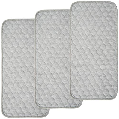 Quilted Thicker Waterproof Changing Pad Liners 3 Count (Gray(13” X 27”))