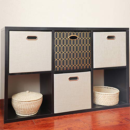 Storage Cube Basket Bins (13×13×13/4pcs / Beige)