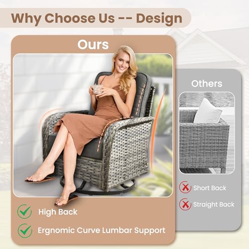 Patio Furniture Set (7 PCS Loveseat Rocking Chair Set / Black)