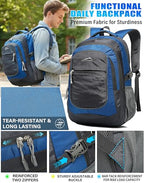 Backpack Bookbag for College Sturdy Travel Business Hiking Fit Laptop Up to 15.6 Inch Multi Compartment Gifts for Men Women Night Light Reflective (15.6 Inch / Blue a)