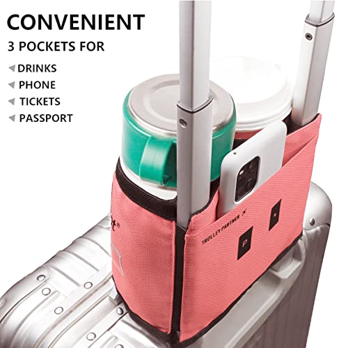 Luggage Travel Cup Holder Free Hand Drink Carrier (No Hook & Loop: Pink)