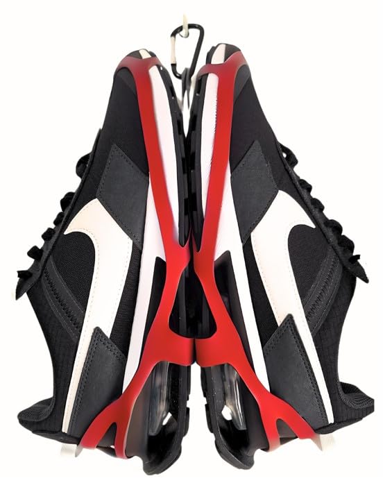 Shoe Holster For Backpack with Clip Hanger. Footwear Holder with a Carabiner for Sneakers (Red / Medium)