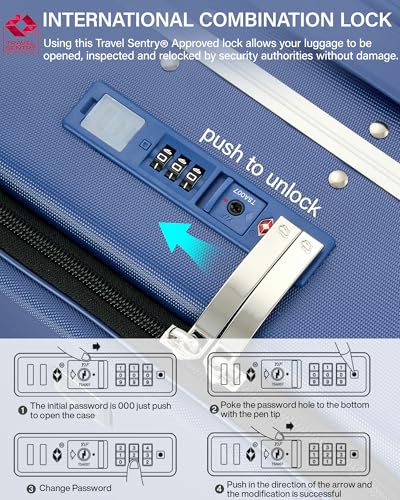 24 Inch Top Opening Checked Luggage with Cup Holder and USB Ports (Interstellar Blue / 24 Inch Pro)