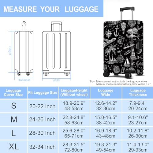 Black Luggage Cover Washable Suitcase Protector Anti (Black / S(20-22inch suitcase))