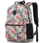 School Backpack Women and Teen Girl (15.6 inch / Gray Flower)