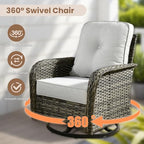 Patio Furniture Set (7 PCS Loveseat Rocking Chair Set / Light Grey)