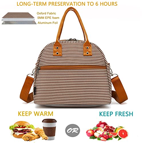 Insulated Lunch Bag With Shoulder Strap for Women (Coffee)