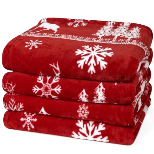 Christmas Fleece Blanket Queen (Reindeer/Trees / Queen(90" X 90"))