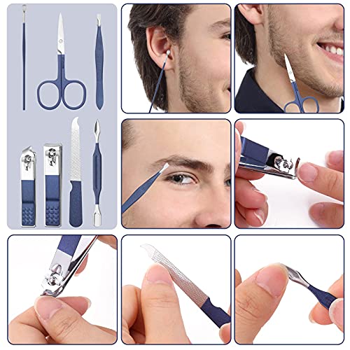 Travel Manicure Set Pedicure Kit Nail Clippers Set Grooming Kit (Blue)