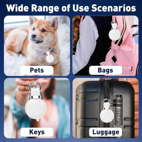 1 Pack Genuine Leather Handcrafted for Airtag Holder Keychain (B6-White)