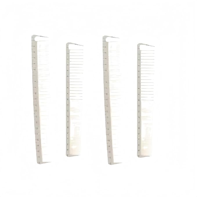 4Pcs White Professional Hair Cutting Combs Set, Salon Hair Styling Measure Combs, Anti Hairdressing Barber Combs Hair Combs Styling Tools and Appliances