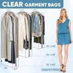 3PK Clear Garment Bags for Hanging Clothes (60" 10.5" Wide 3PK / Clear)