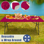 2 Pack Rectangle Spandex Fitted Table Cloth (Fuchsia / 96" x 30" (Rectangular))