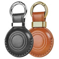 2 Pack] Leather Holder Keychain for AirTag 2nd Gen (C2-Black+Vintage Color)