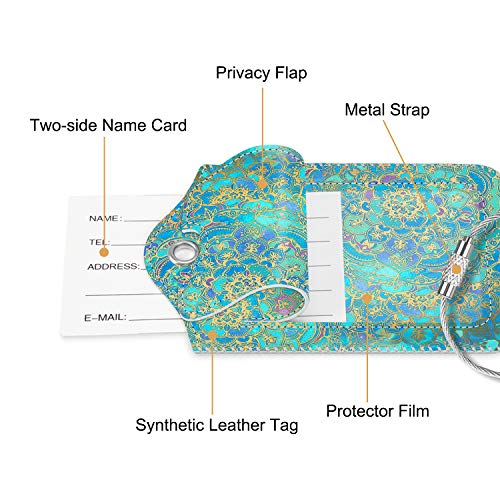 Luggage Tags Privacy Cover ID Label for Travel Bag Suitcase (Glass Blue)