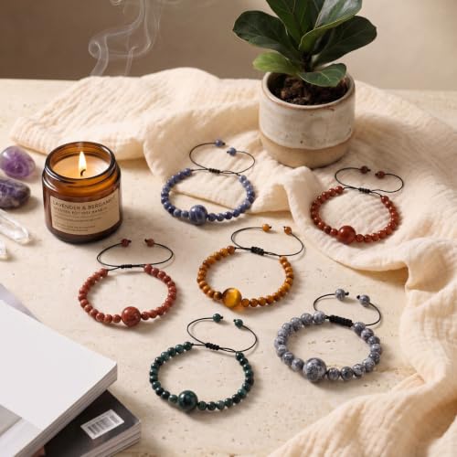 6 Pcs Motion Sickness Bracelets Cruise Essentials (Natural Colors)