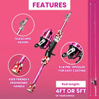 Kids Fishing Pole for Boys (2 Pack- Pink + Pink (Complete Set) / 4ft)