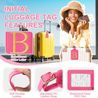 Personalized Initial Luggage Tags (Rose Leather,glod Letter / B)