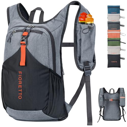 15L Hiking Backpack for Men Women Lightweight Foldable Small Daypack for Travel Camping Outdoor (Grey and Black / 15l)