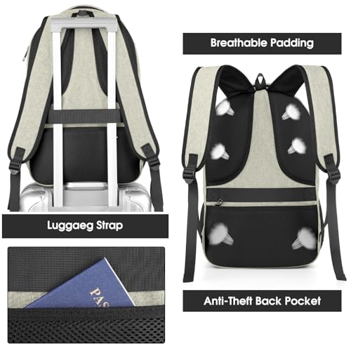 Backpack for Men Women (Beige / 15.6 Inch)