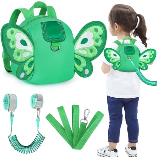 Toddler Harness Backpack Leash (Green Butterfly)