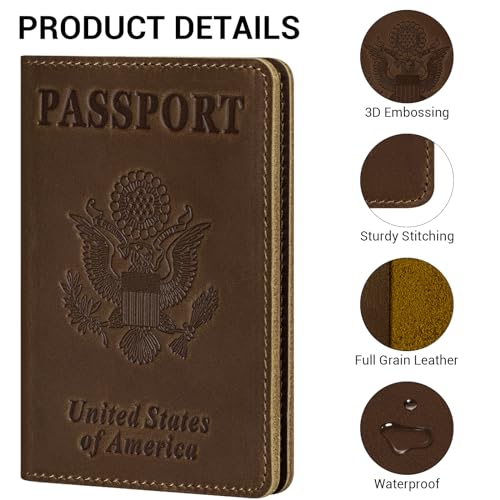 Premium Leather Passport Holder Covers (Brown)